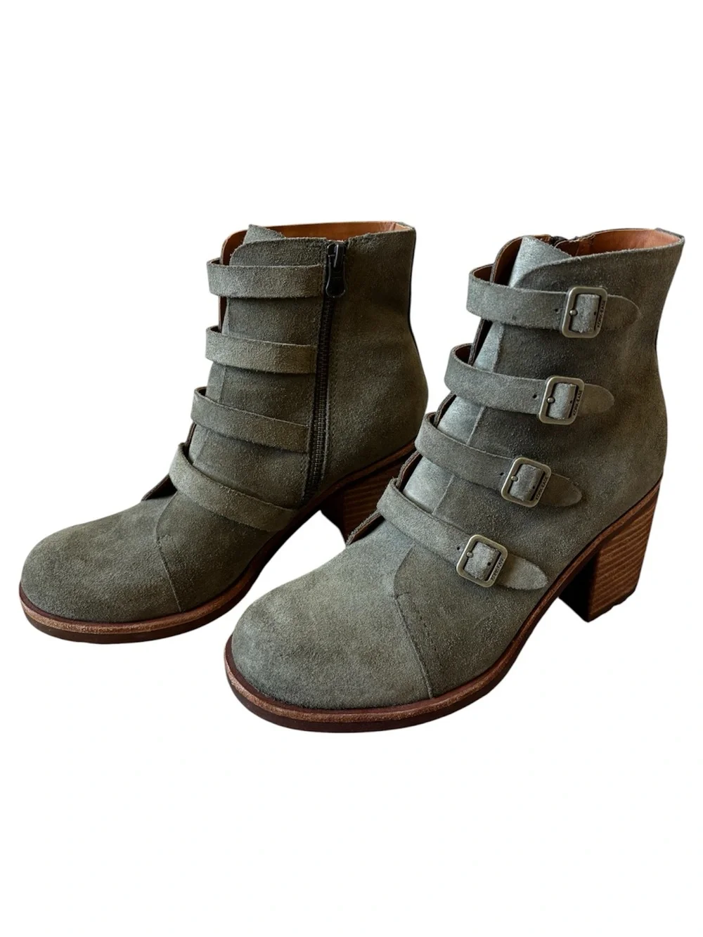 Kork-Ease Dee Hiker Grey-Green Suede Heeled Bootie